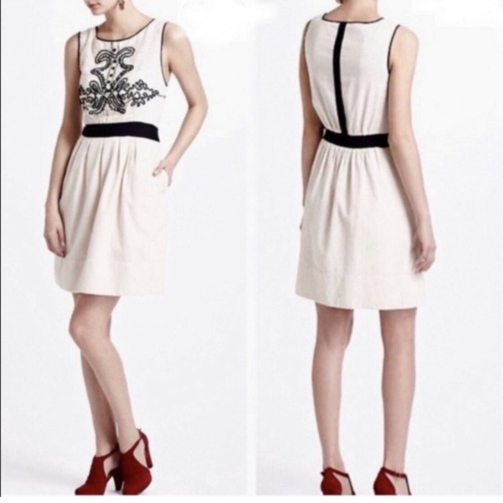 Anthropologie Leifnotes Open Air Theater embroidered lace corduroy dress